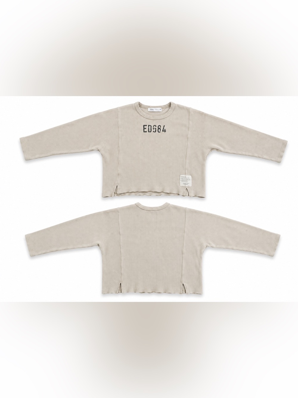 Tan Waffle Knit Long Sleeve Top kids– Size 6